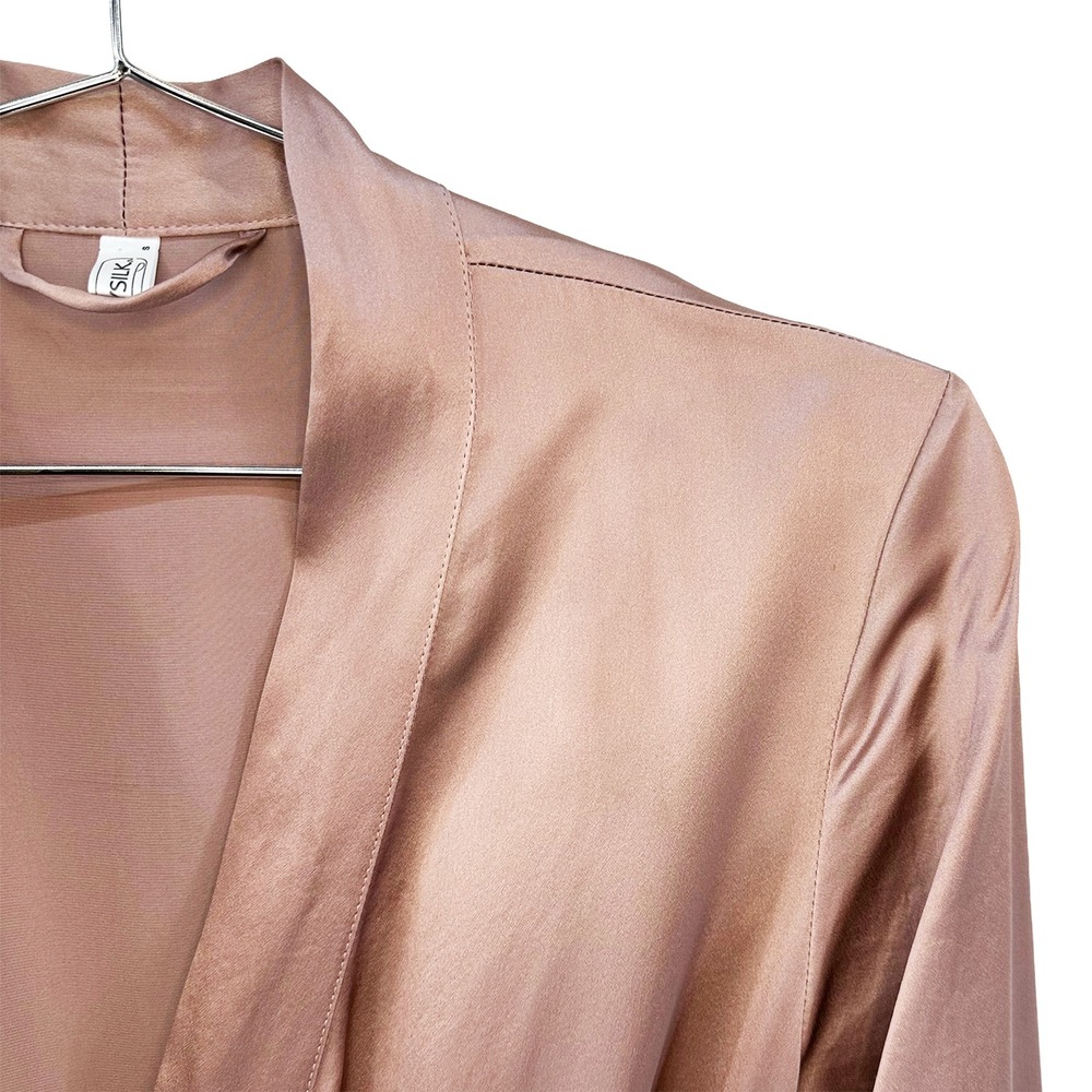 LILYSILK 100% Mulberry Silk Charmeuse Midi Robe • Small • mauve pink • luxury - Picture 2 of 10